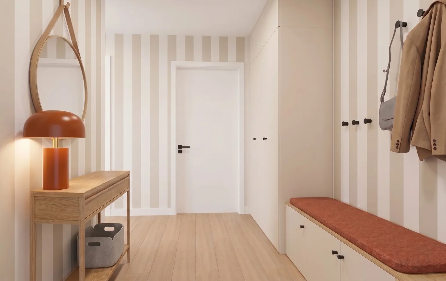 Flur mit Sitzbank und Garderobe
